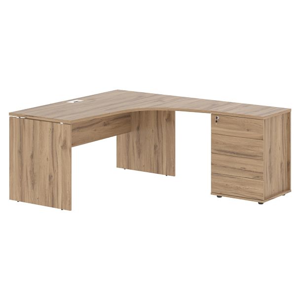 Стол эргономичный с тумбой EDCET 1518(R) Дуб Денвер светлый/Белый 1560х1880х750 EDIS - Вид 1