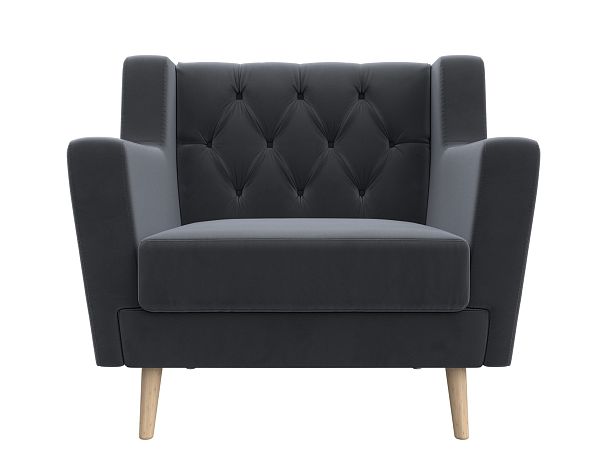 Кресло Брайтон Люкс (полностью велюр серый) - Вид 2