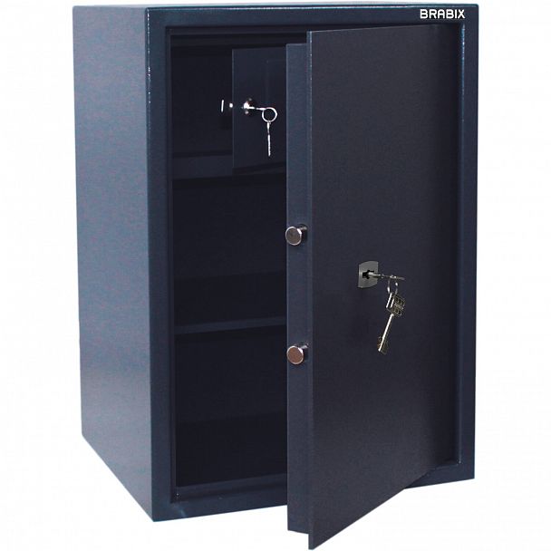 Сейф BRABIX "КМ-620Т", 620х430х375 мм, 35 кг, ключевой замок + полка, трейзер, крепление к стене, 291167 - Вид 2