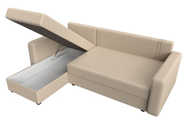 Диван угловой Ливерпуль Лайт левый угол Экокожа бежевый - Вид 9