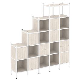 Loft Прямой стеллаж наборный VR.L-25 Денвер светлый/Белый металл 2110*446*2280 - Фото предпросмотра