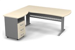 Стол угловой на металлокаркасе L,R 1400 Берлин Береза Майнау/Серый УРМ.М 140 L\R - Фото предпросмотра