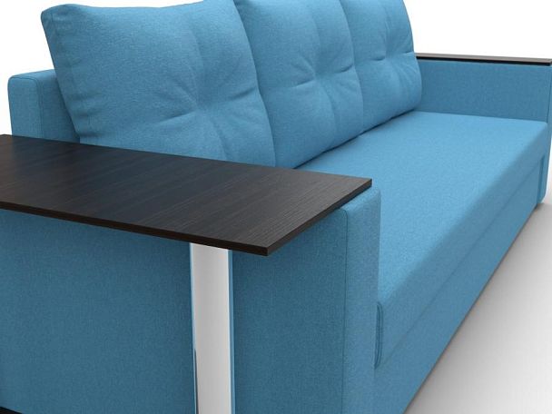 Диван прямой Атланта Лайт со столом слева Рогожка голубой - Вид 4
