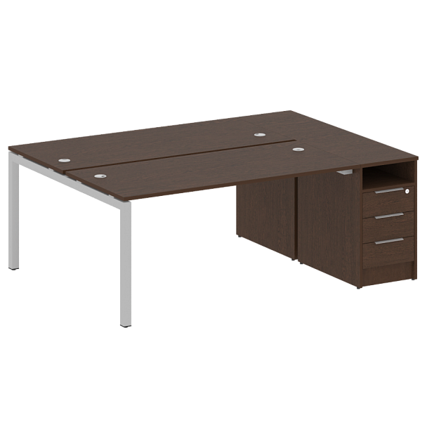 Metal System Quattro Р. ст. с тумбой на П-образном м/к 50БП.РС-СТП-2.4 Венге/Серый металл 2012*1475*750 - Вид 1