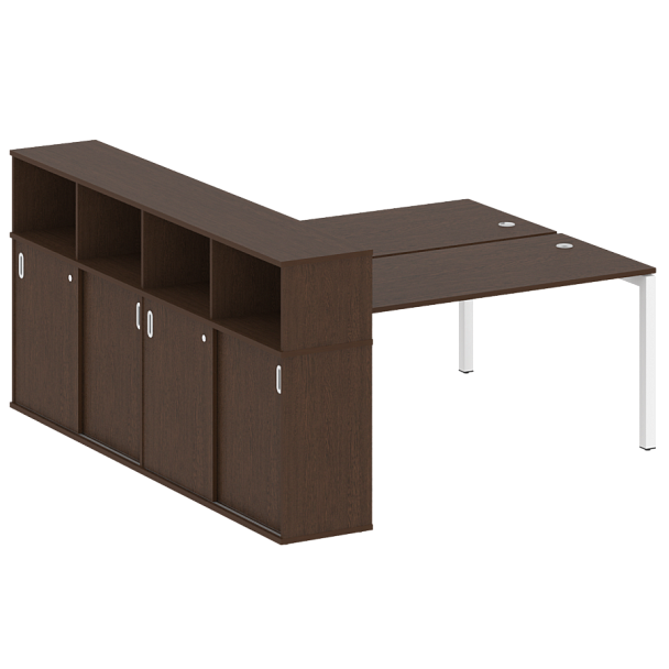 Metal System Quattro Р. ст. с шкафом-купе на П-образном м/к 50БП.РС-СШК-4.4 Т Венге/Белый металл 2010*2332*1098 - Вид 1
