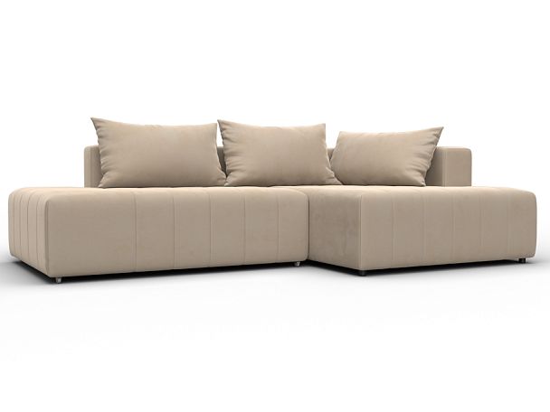 Диван угловой Лига-103 НПБ угол правый Велюр бежевый - Вид 1