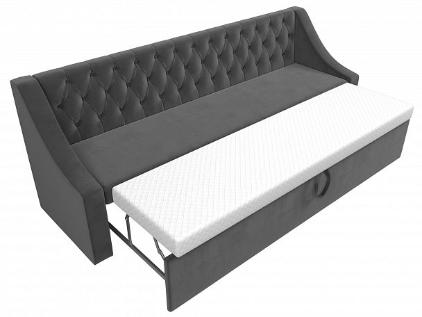 Кухонный прямой диван Мерлин (полностью велюр серый) - Вид 6