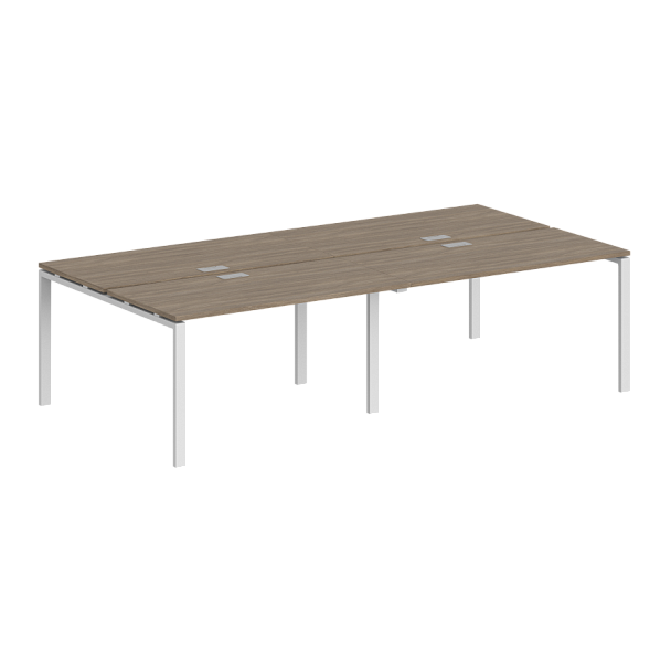 Рабочая станция Sigma 3200х1438х750 / профиль: 60х30 белый; столешница: дуб темный - Вид 1