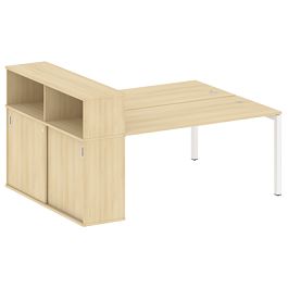 Metal System Quattro Р. ст. с шкафом-купе на П-образном м/к 50БП.РС-СШК-2.4 Т Акация/Белый металл 2010*1475*1098 - Фото предпросмотра