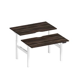 Рабочая станция на электроприводе с вырезами Elevo А2 БГ 102.2 ДР дуб ристретто/ белый гладкий - Фото предпросмотра