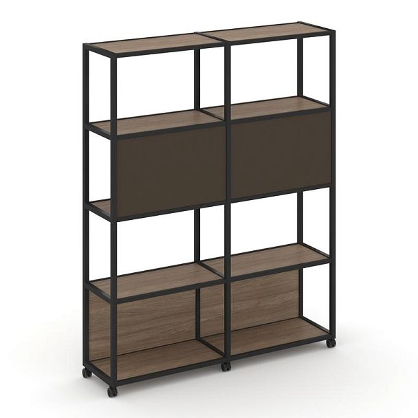 Shelf Mobile Стеллаж 5 уровней 2 секции VR.LT-STK-513.06 Дуб Аризона/Металл Черный/W-25 1170*400*2000 - Вид 1