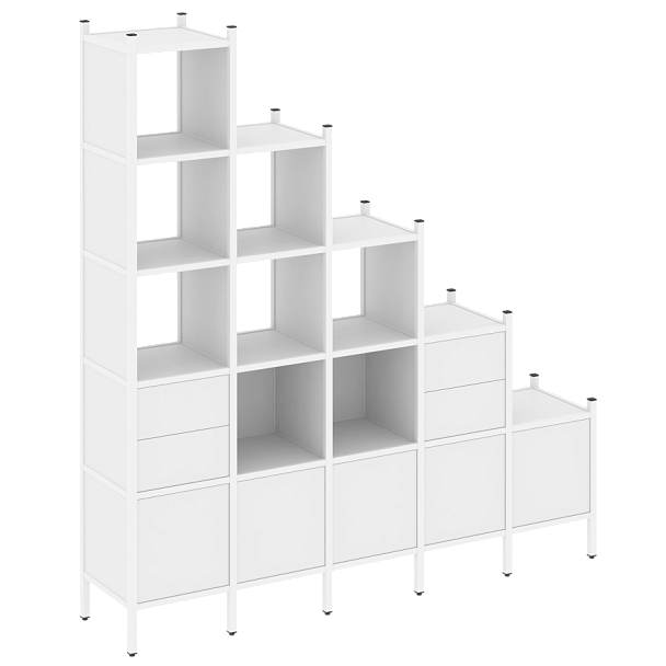 Loft Прямой стеллаж наборный VR.L-23 Белый бриллиант/Белый металл 2110*446*2280 - Вид 1