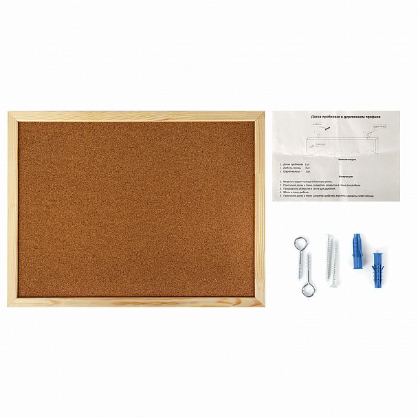 Доска пробковая для объявлений 45х60 см, деревянная рамка, ГАРАНТИЯ 10 лет, РОССИЯ, BRAUBERG, 236859 - Вид 6