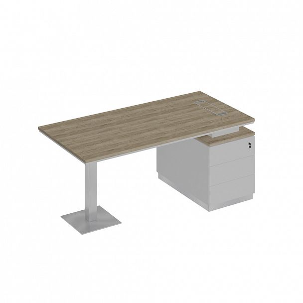 Стол руководителя на опорной тумбе (левый/правый) "City" СИ 103 дуб гладстоун светлый/белый премиум/белый премиум - Вид 1