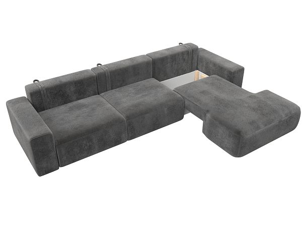 Диван угловой Лига-036 НПБ Классик Лонг правый угол Велюр серый - Вид 7