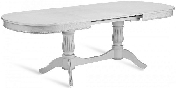 Стол деревянный раздвижной Кайнс 160(200,240)х100х76 Белый с серебряной патиной - Вид 6