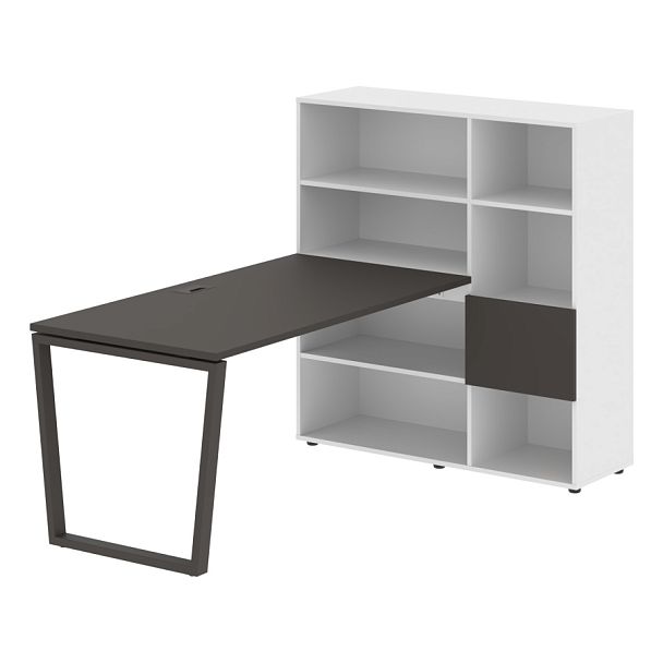 Стол-стеллаж EVRST 1215 Мокко/Мокко/Белый 1990х1250х1355 EDIS - Вид 1