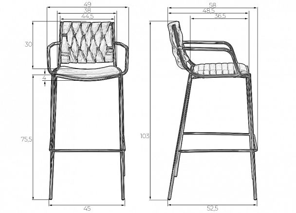 Стул барный DOBRIN MILLER GOLD (светло-серый велюр (135-37)) - Вид 9