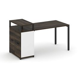 Concept Стол рабочий с опорным распаш. шкафом с верх. горизонтом  CN.SP-222 W Дуб Мали/Белый Бриллиант/Металл Черный 1600*720*917 - Фото предпросмотра