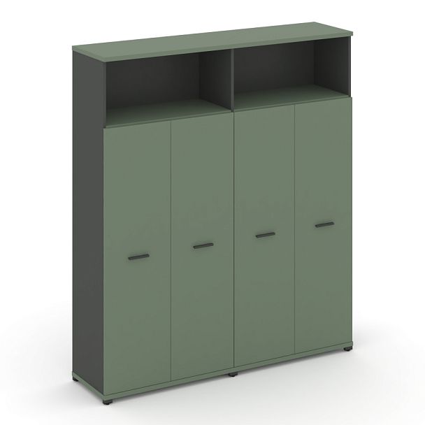 Concept Шкаф 2 широкие секции, 5 ниш CN.STS-526 A Кобо/Антрацит/Металл Антрацит 1668*420*1922 - Вид 1