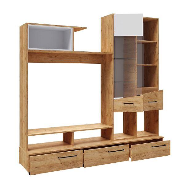 Гостиная Паскаль 3 ЦС (1996х1992х446) дуб крафт золотой/белый - Вид 2