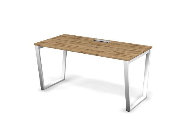 MATRIX 121S105-V Стол прямой, проводник Merida (V-обр. опоры) 1580х780х775 Дуб Крафт Золотой/Белый - Вид 1