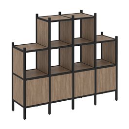 Loft Прямой стеллаж наборный VR.L-16 Дуб аризона/Чёрный металл 1694*446*1458 - Фото предпросмотра