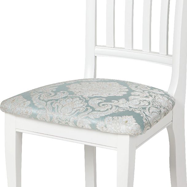 Стул деревянный с мягким сиденьем Бэль Белая эмаль/Бирюзовый жаккард - Вид 11