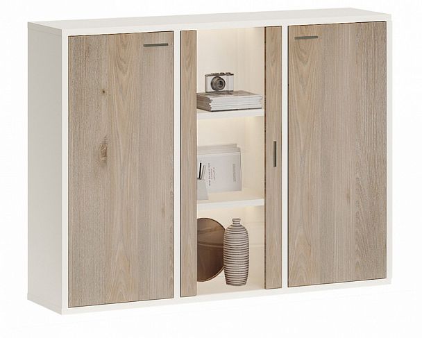 Тумба-витрина Домино СУ(ш3в1)+2ФГ+1ФС Белый/Нельсон - Вид 2