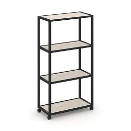 Shelf Mobile Стеллаж 4 уровня 1 секция VR.LT-STK-401.12 Денвер Светлый/Металл Черный 1200*400*1523 - Фото предпросмотра