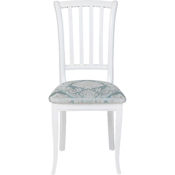 Стул деревянный с мягким сиденьем Бэль Белая эмаль/Бирюзовый жаккард - Вид 2