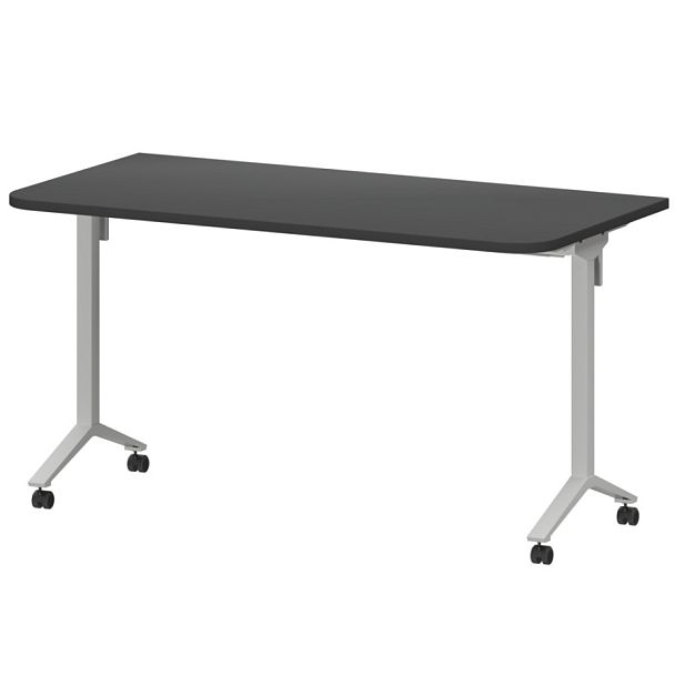 Стол мобильный складной радиусный МБ25-140.70Р Графит/Белый 1400x700x750 Моби - Вид 1