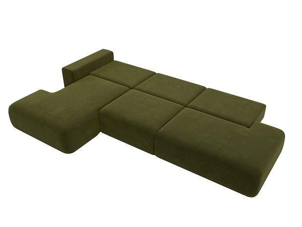 Диван угловой Лига-036 Модерн Лонг левый угол Микровельвет зеленый - Вид 10