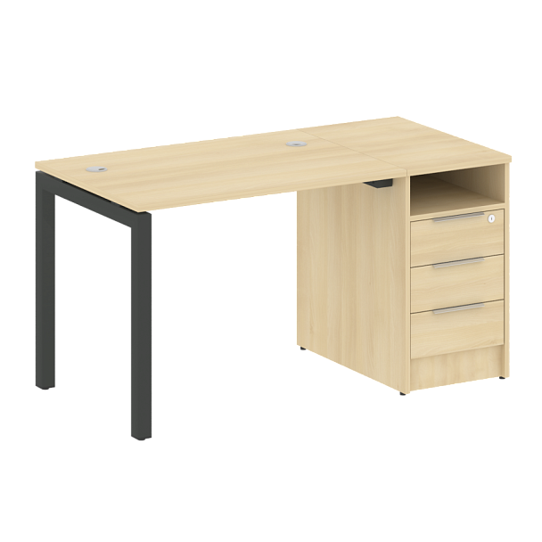 Metal System Quattro Р. ст. с тумбой на П-образном м/к 50БП.РС-СТП-1.1 Акация/Антрацит металл 1412*720*750 - Вид 1