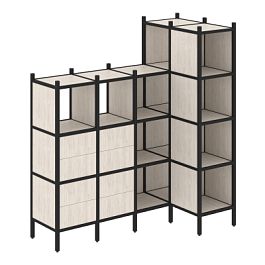 Loft Угловой внутренний стеллаж наборный VR.L-47 Денвер светлый/Чёрный металл 1694*862*1869 - Фото предпросмотра