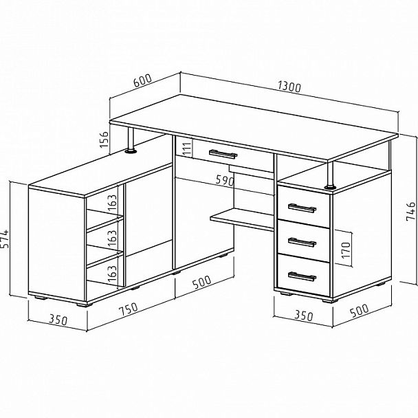 Стол письменный Амбер-11Я - Вид 2