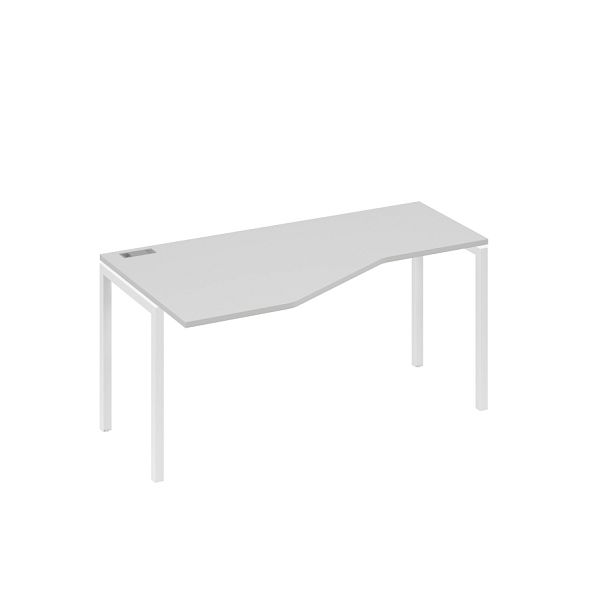 Стол эргономичный левый "Техно"на металлокаркасе DUE A4 А4 Б2 055 БП серый / металлокаркас белый - Вид 1