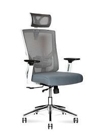 Кресло офисное / Гарда SL / белый пластик / серая сетка / серое сиденье / база хром - Фото предпросмотра