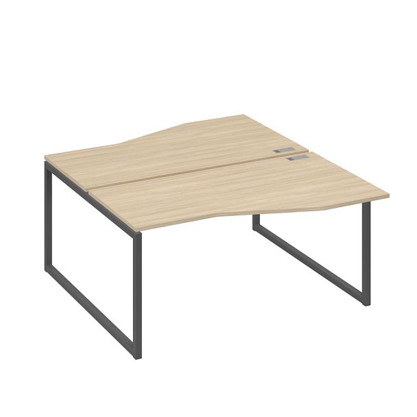 Станция каркас QUATTRO столы 2х160 Техно эргономичные A4 А4 Б4 191 БП дуб скандинавский / металлокаркас антрацит - Вид 1