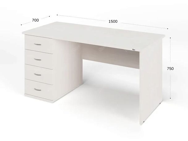 ЛАЙТ / LIGHT RLG008-15x7L Однотумбовый стол 150x70x75 Дуб Молочный - Вид 3