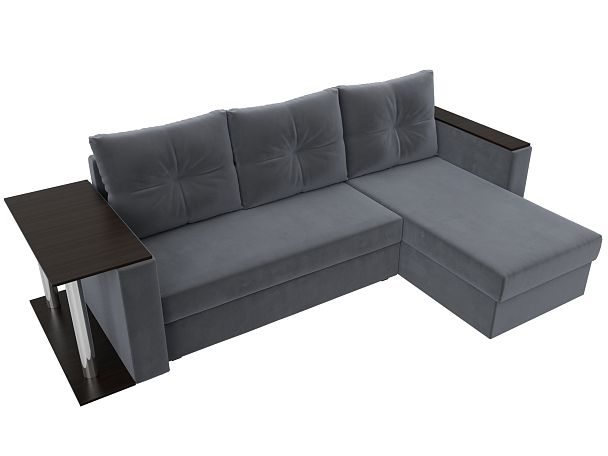 Угловой диван Атланта Лайт правый (полностью велюр серый) - Вид 6