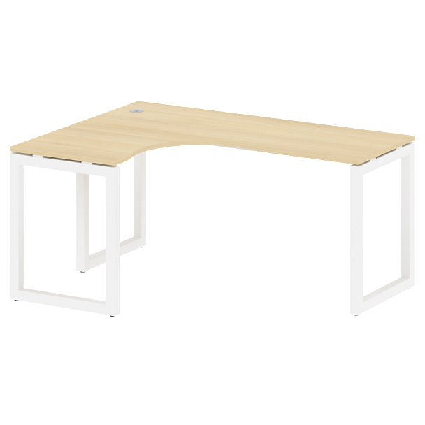 Metal System Quattro Стол криволинейный левый на О-образном м/к 50БО.СА-4 (L) Акация/Белый металл 1600*1200*750 - Вид 1