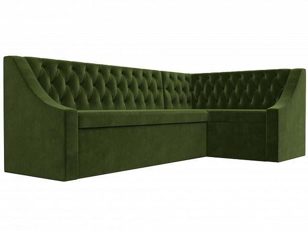 Кухонный угловой диван Мерлин правый (полностью микровельвет зеленый) - Вид 3