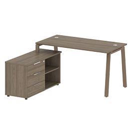 Metal System Р. ст. с тумбой на А-образном м/к БА.РС-СТС-2.3 (L) Вяз/Мокко металл 1500*1520*750 - Фото предпросмотра