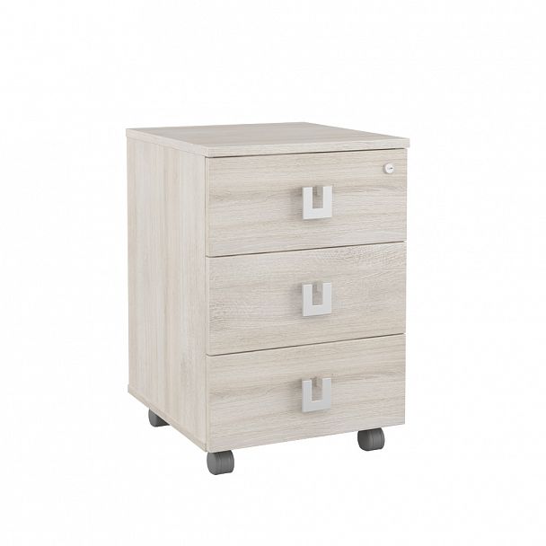 Тумба подкатная с 3 ящиками Solid 42x45x62 светлый дуб - Вид 1
