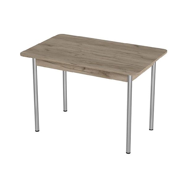 Стол Лион 1 ЛДСП (Подстолье прямое хром(мет)) НЕ ВЫБИРАТЬ Дуб крафт серый - Вид 1