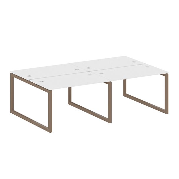 Metal System Quattro Р. ст. на 4 раб. места на О-образном м/к 50БО.СМ-4.2 Белый/Мокко металл 2400*1475*750 - Вид 1