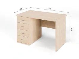 UNITY РС07-12 L Дуб Сонома Стол однотумбовый Левый 1200х700х750 - Фото предпросмотра