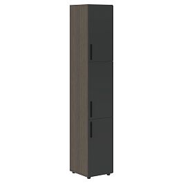 Шкаф высокий узкий VHCS 40.8 Яшма черный/Дуб Сильвер 400х430х2253 VELION - Фото предпросмотра