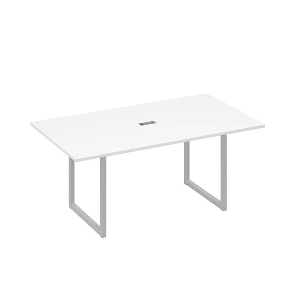 Стол 180 с опорами QUATTRO переговорный A4 А4 Б4 122 БП белый премиум / металлокаркас серый - Вид 1